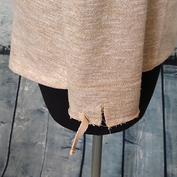 Cloudwalk Womens SZ Small Beige Asymmetric Zip Up Distressed Jacket / Cardigan - Picture 7 of 13